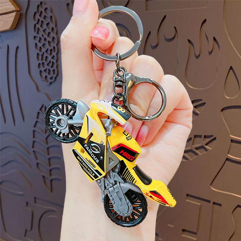 Cartoon Simulation Trendy Cool Motorcycle Keychain Schoolbag Pendant Couple Keychain Bag Pendant Small Gift