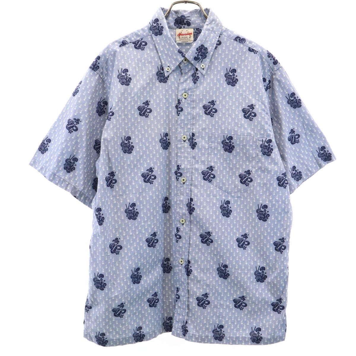 

Гавайская ALOHA ТРОПИЧЕСКАЯ Рубашка Алоха с коротким рукавом На пуговицах L синяя Мужская Б/у
