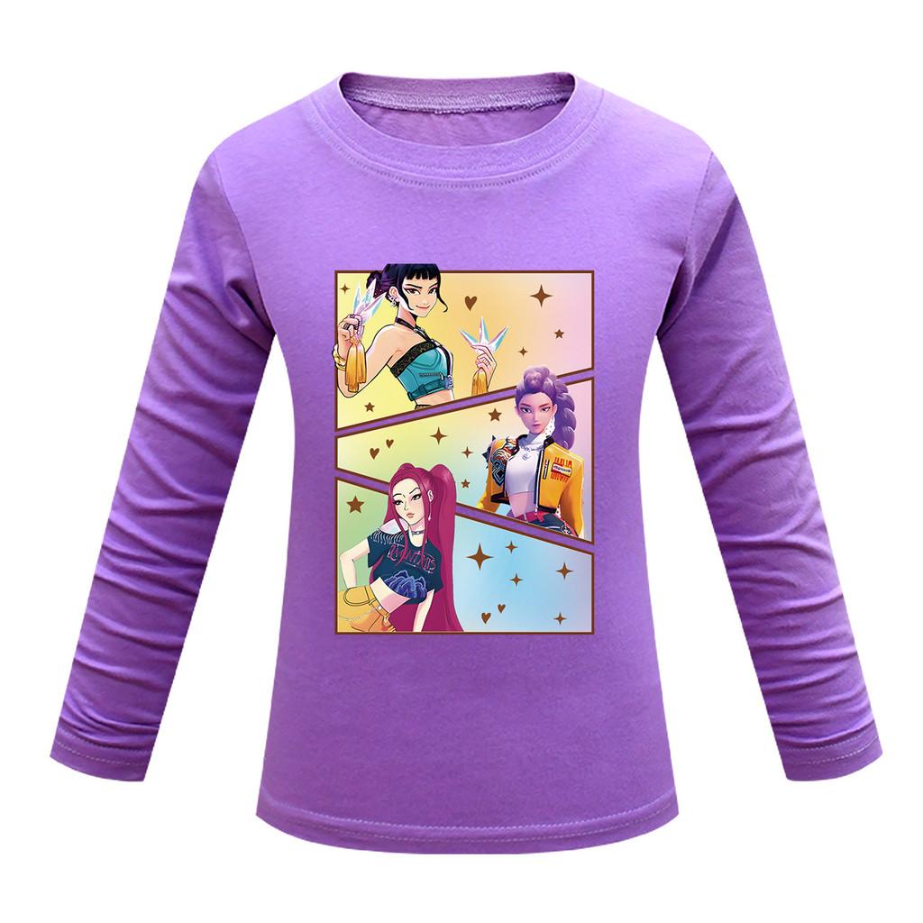 Dětské Dívčí Anime Kreslené K-POP Rumi Zoey Mira Potištěné Ležérní Tričko s Dlouhým Rukávem Top