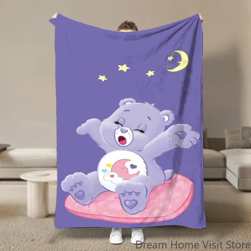 Cute Rainbow Bears Anime Flannel Blanket Pikachu Figures Home Sofa Lunch Break Blankets Children Student Blankets Nap Cover Kids