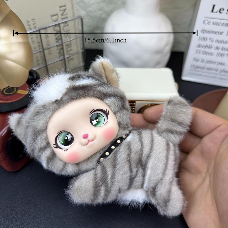 Süße Vinyl-Kätzchen-Puppe Plüsch-Schlüsselanhänger Weich Kawaii Bauchlage Welpen-Plüschtier Anhänger Heimdekoration Rucksack-Dekoration Paargeschenke