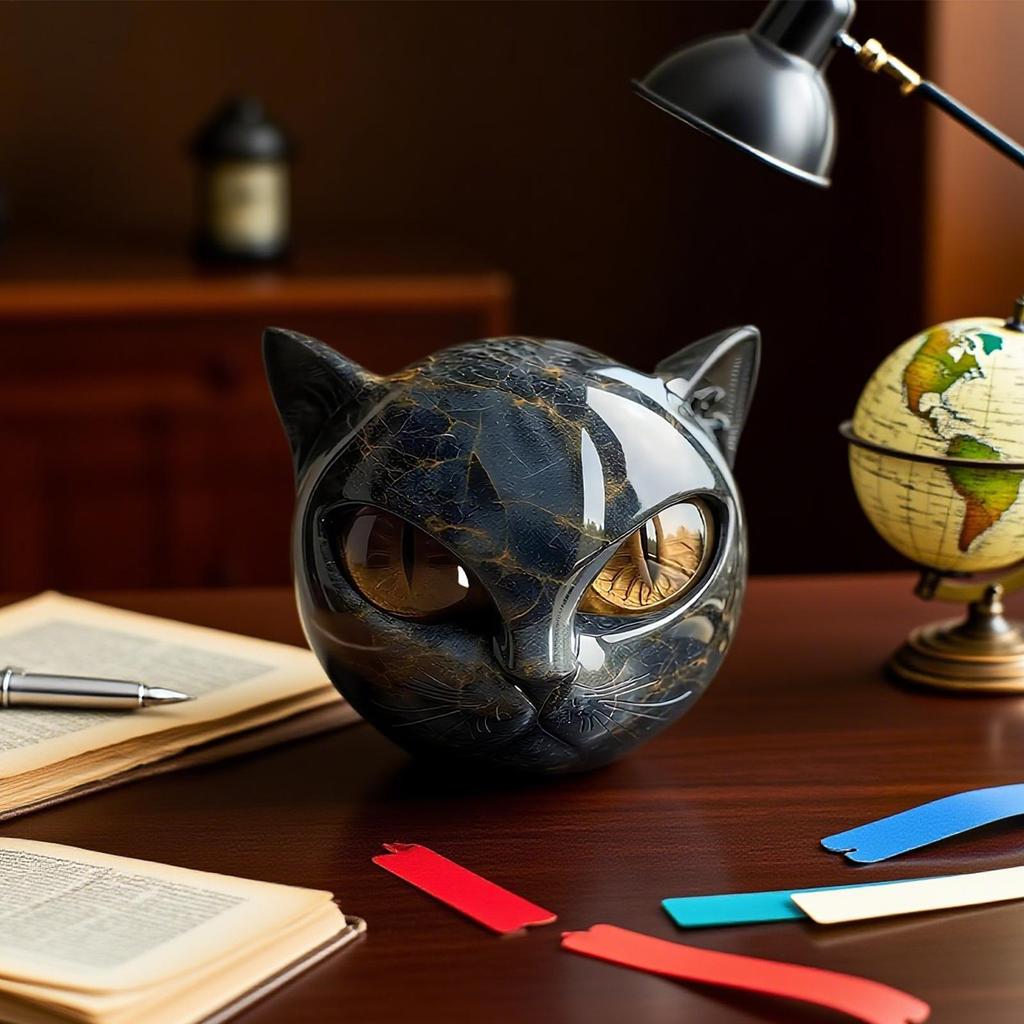 Luxury Black Cat Statue Cute Tiny Cat Figurines Desk Ornament Decorations Accessories Animal Sculpture Home Decor Crafts