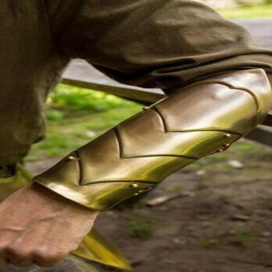 Medieval Arm Guard Wrist Armor Warrior Brass Finish Arm Guard Pair of Bracers SCA LARP Replica Costume Item
