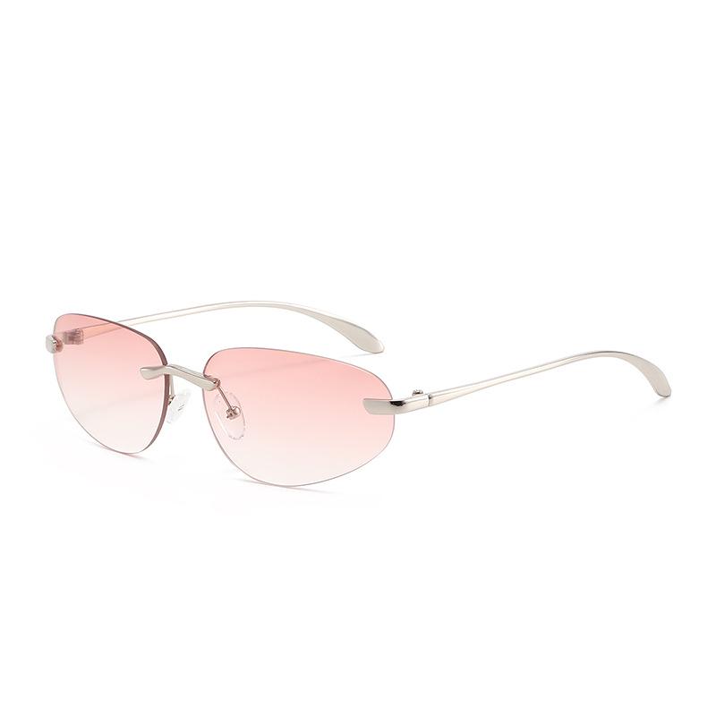 European Retro Frameless Cat Eye Sunglasses – UV Protection, Y2K Style for Women & Men