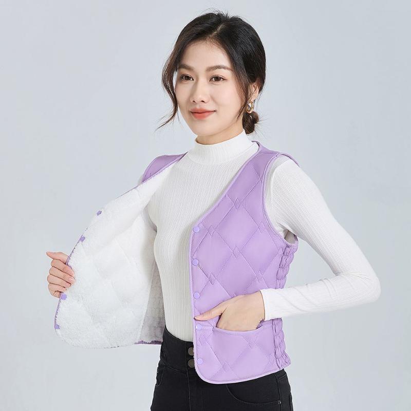 Winter Down Cotton Vest for Women Plus Velvet Thickened 2025 New Lightweight Slim Short Warm Vest