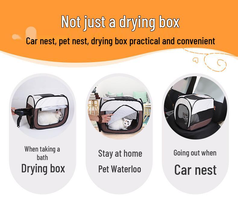 Folding Pet Dryer Box for Cats & Dogs - Integrated Blow-Dry System