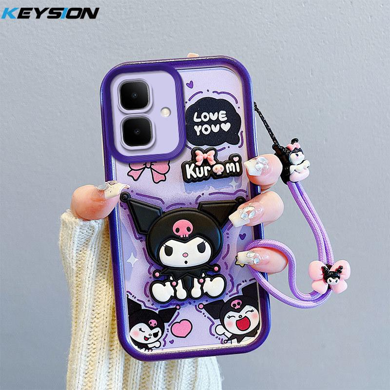KEYSION Shockproof Case for Infinix Smart 10 with Lanyard Soft Silicone Cute 3D Cartoon Doll Phone Back Cover for Infinix Smart 10
