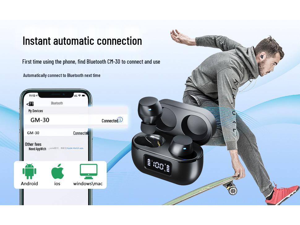 5.3 In-ear TWS Mini True Wireless Bluetooth Sports Earbuds - Long Battery Life & Noise Cancelling