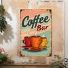 Vintage Coffee Bar Metal SignDecorative Wall Plaque with Colorful Coffee Cup Illustrations Perfect for Home Cafe Bar for
