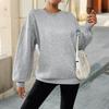 Herbst Winter Rundhals Locker Lässig Einfarbig Sweatshirt Damen Schlicht Alleskönner Samt Pullover Top
