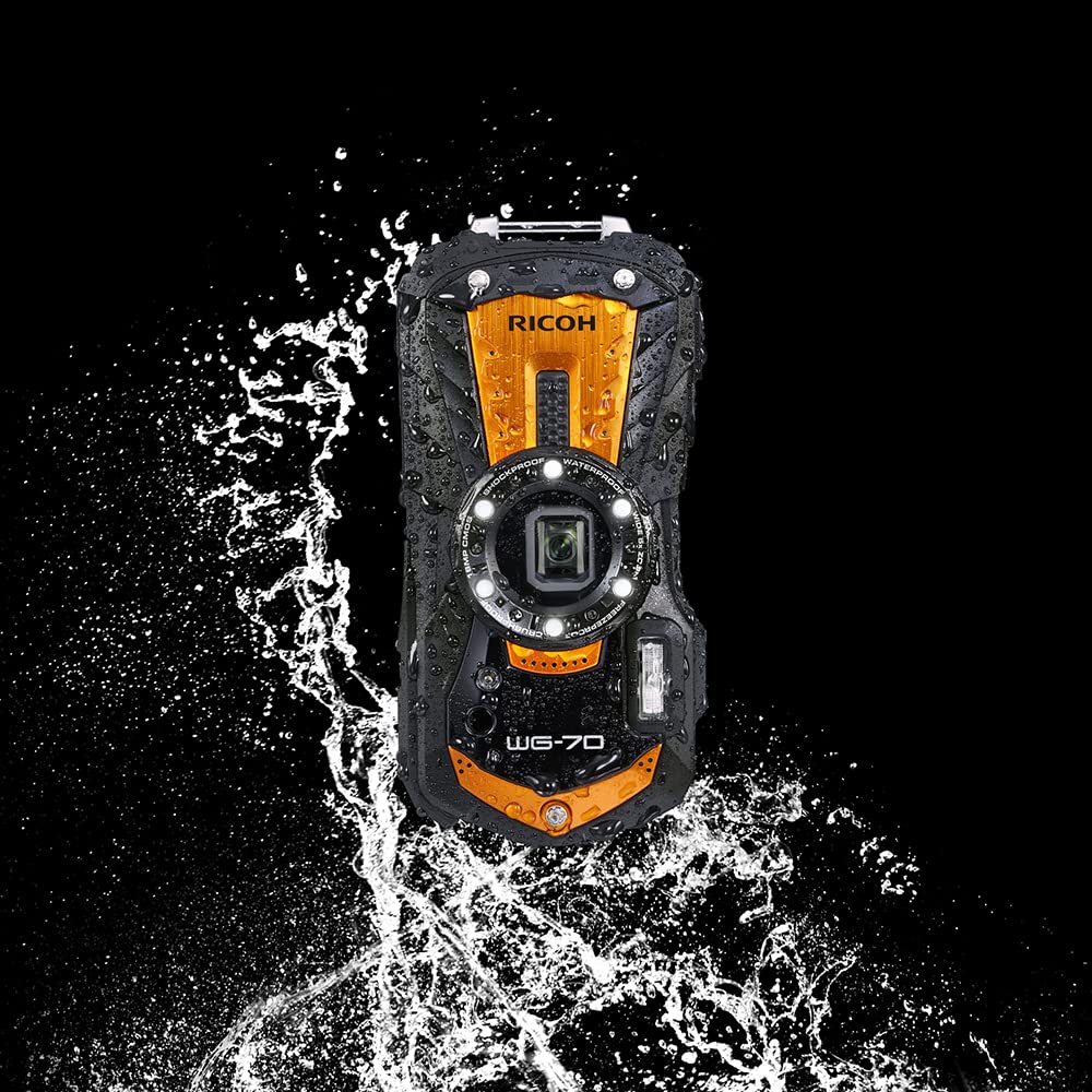 RICOH WG-70 Orange Ricoh Fully Waterproof Digital Camera: Waterproof To 14m (2 Hours Continuous Use), Shockproof To 1.6m, Dustproof To -10°C, Tough