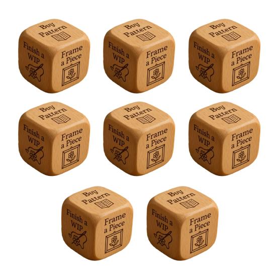 1/2/3/5/6/8Pcs Wooden Quilter Dice with 6 Engraved Quilting Tasks Solid Wood Quilting Embroidery Knitting Projects Baking Drinking Decision Dice Tools