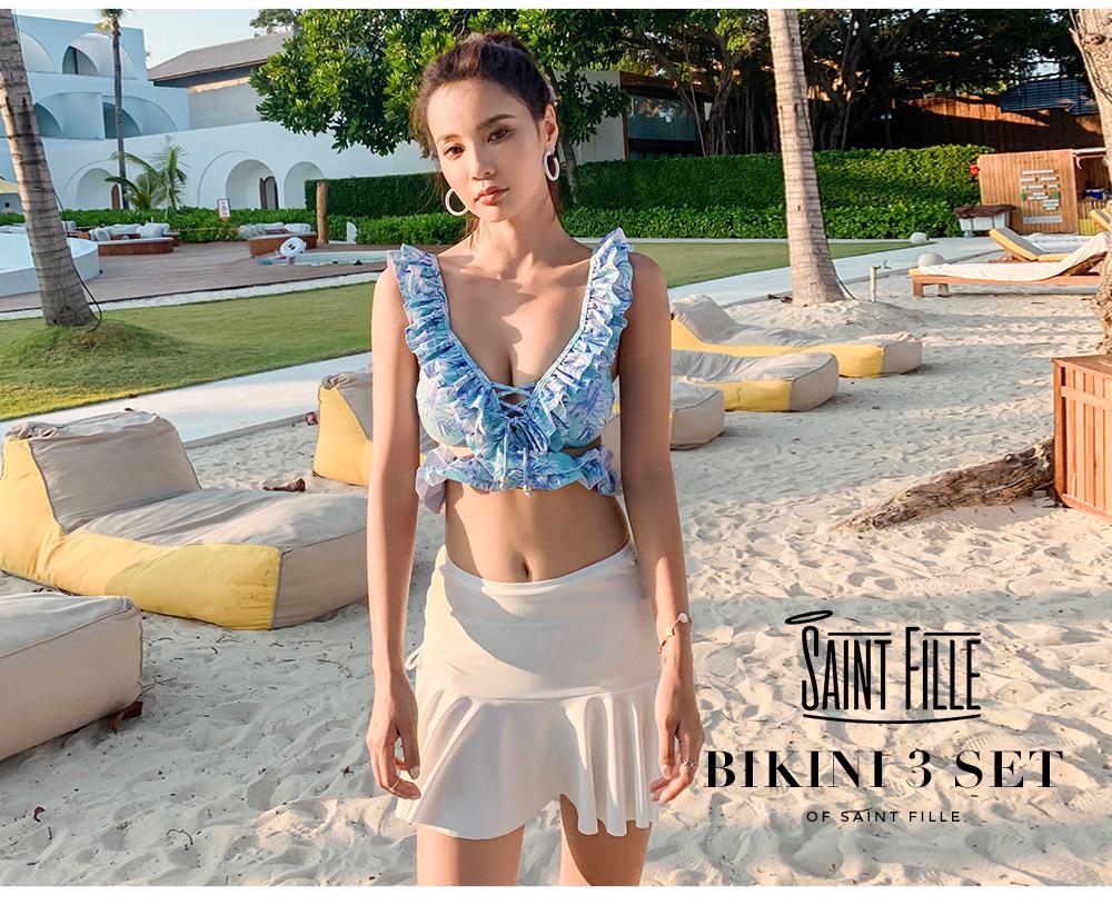 Export Japan Süßes dreiteiliges Badeanzug-Set mit geteiltem Design