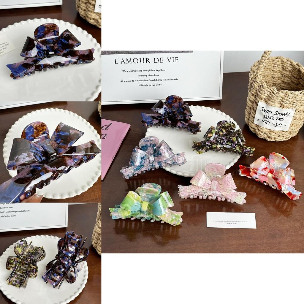 Large Bowknot Acetate Hair Claw Clip Stylish Versatile Shark Clip For Elegant Updos