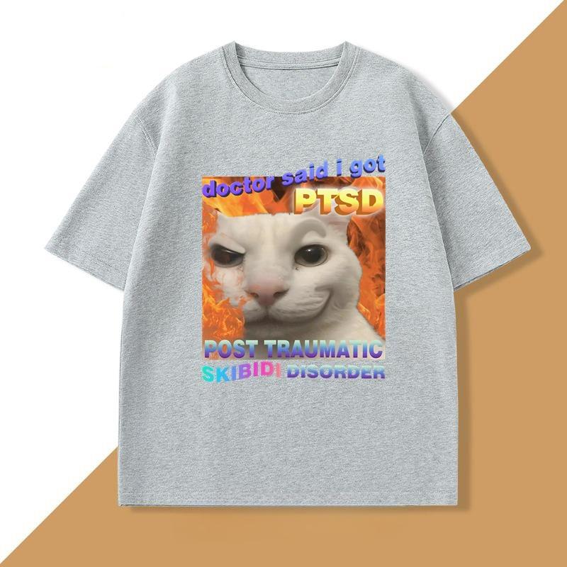 Skibidi Disorder Funny Cat Meme T Shirt Women Unisex Silly Cats Tshirt Ugly Stupid Tshirt Gifts for Cat Lovers Streetwear Clothes