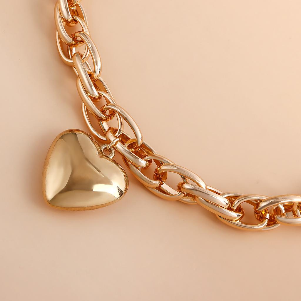 Layered   Heart Necklace O Shaped Fashionable Personalities   Necklace for Women