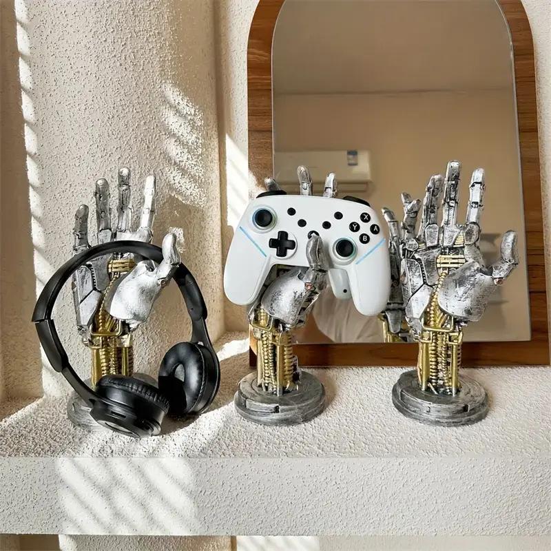Cyberpunk Mechanical Arm Game Controller Bracket Desktop Ornament Headphone Storage Rack Vinyl Material Home Organizer