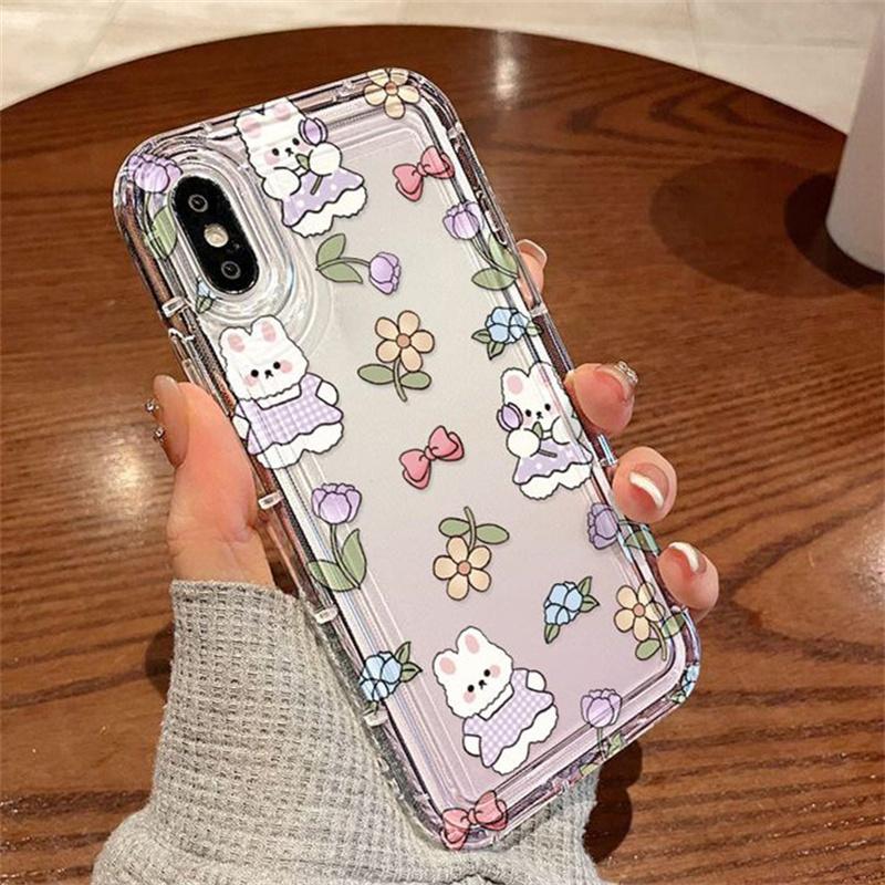 Cartoon Rabbit Pattern Soft Phone Case Funda For  Redmi Note 13 Pro 5G Note 12 11 11S 10S 10 9 4G Anti Fall Airbag Covers