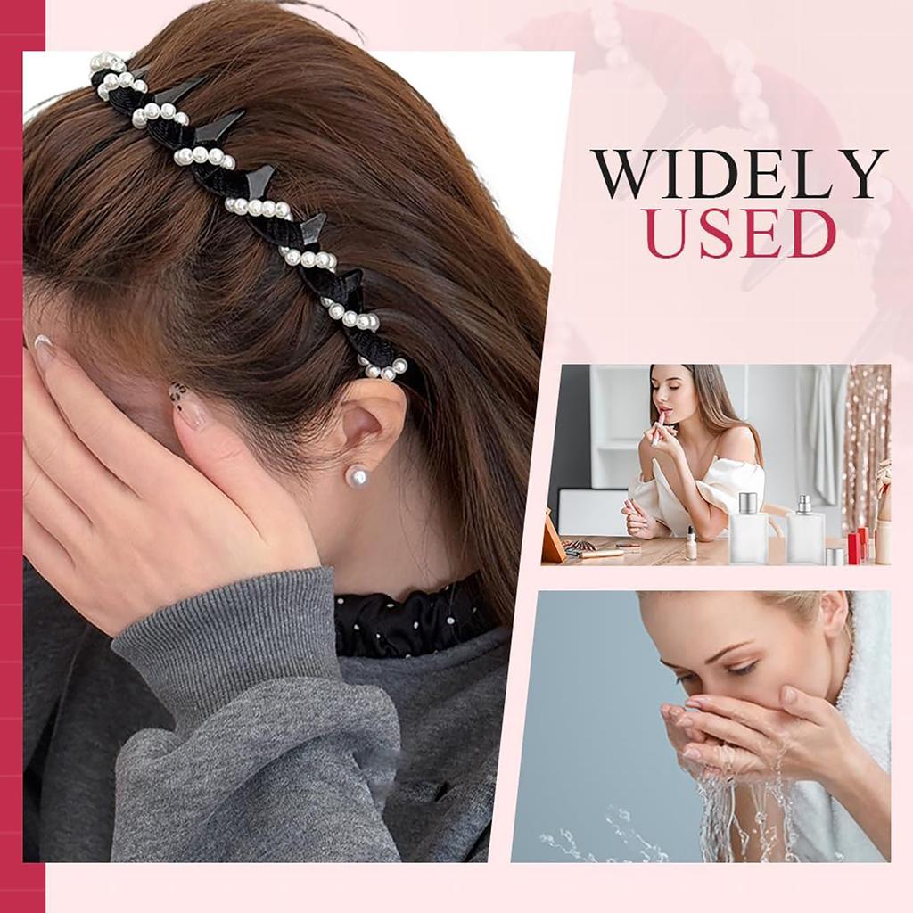 3PCS New Trendy Pearl Headbands Non-slip Wavy Head Hoop Combing Hairbands Headwear Hair Accessories Hair Accessories Gifts