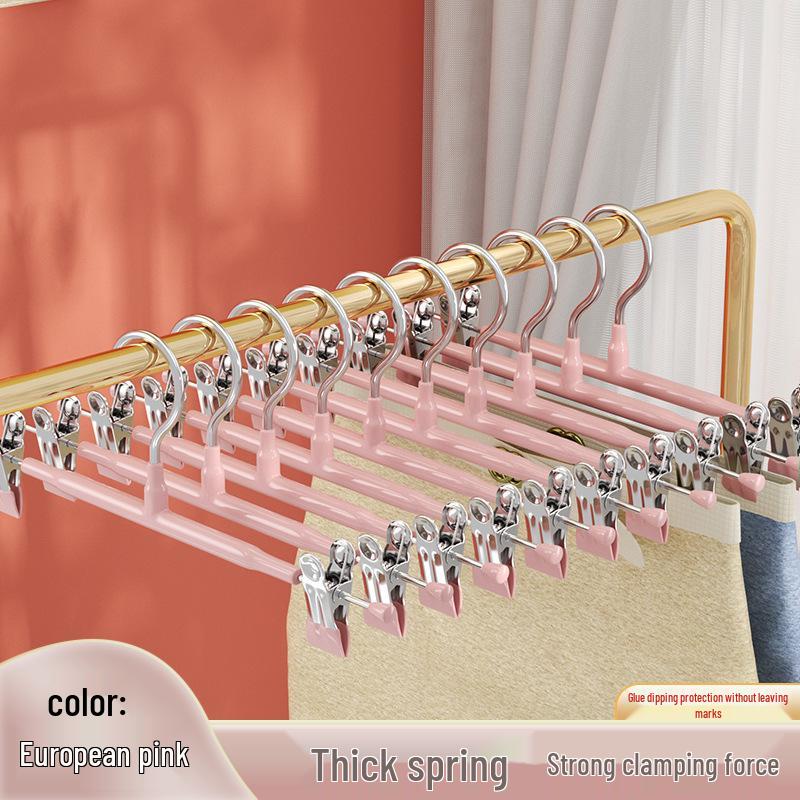 Stainless Steel Non-Slip Skirt & Pants Hanger with Clips - Seamless Storage Solution