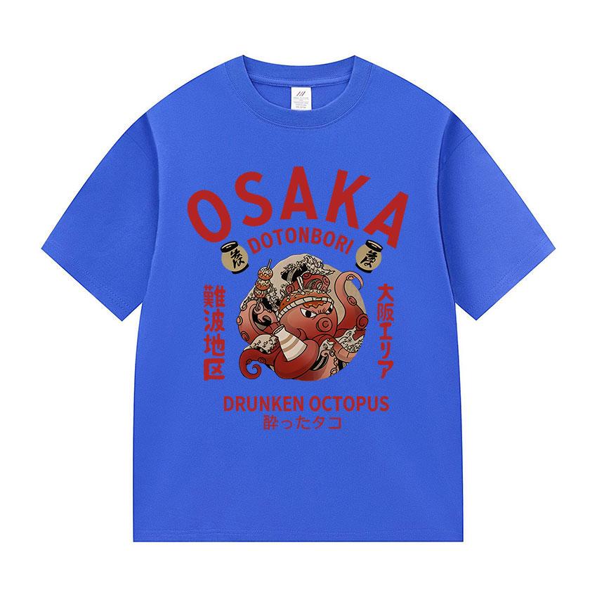 Funny Humor Osaka Dotonbori Graphic T-Shirt 90s Japanese Drunken Octopus Short Sleeve TShirt Unisex Fashion Harajuku Cotton Tees