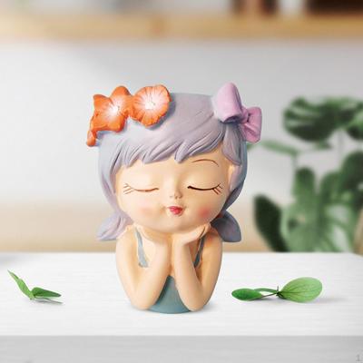 Pot de fleur mignon Pot à bonsaï Vase Statue de dessin animé Décorations Pot de fleur de table Fleur pour étagère
