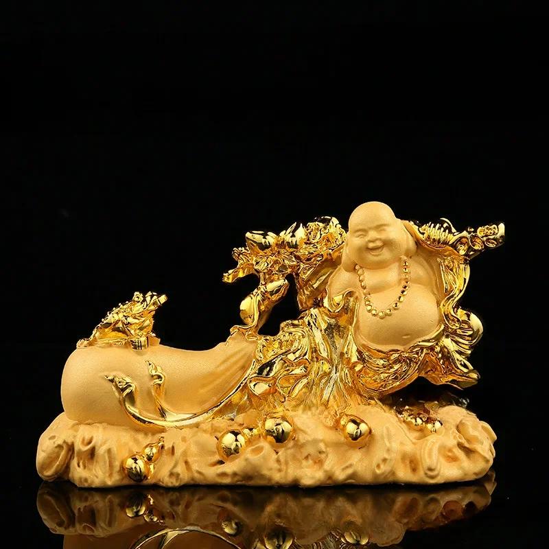 1PCS Resin Money Bag Golden Cicada Buddha Ornament Chinese Style Minimalist Car Number Plate Ornament Gift High-end Gift