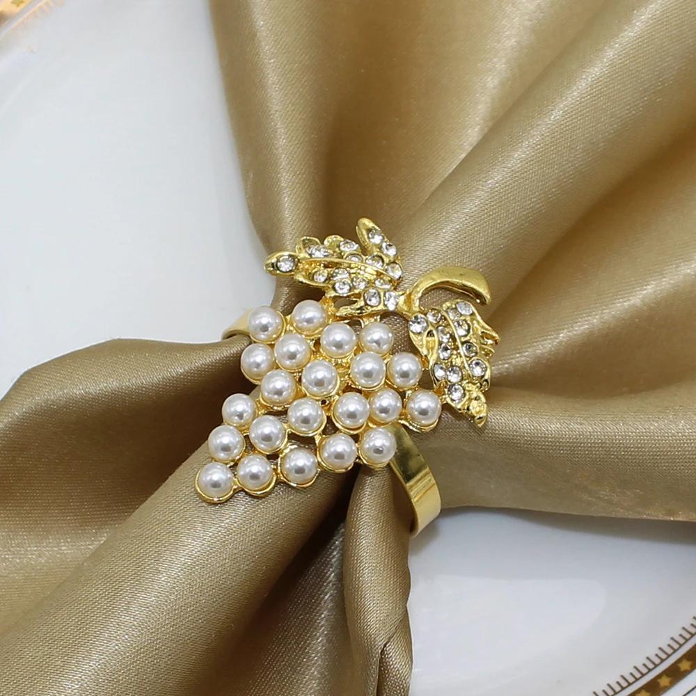 1Pcs Simulation Pearl Napkin Rings Grapes Fruit Napkin Holder Rings for Christmas Wedding Dinner Party Table Decor