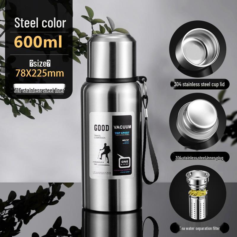 316 Stainless Steel Insulated Travel Flask - Large Capacity & Portable for Outdoor Use