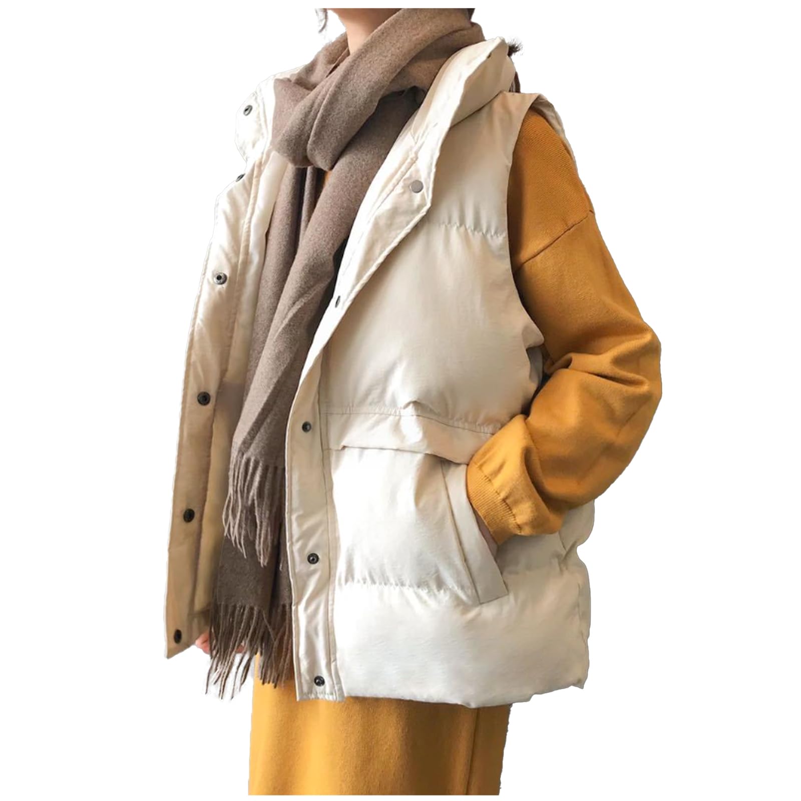 

One Ambu Down Size L Women s Vest, Lightweight, Sleeveless, Stylish, Loose-Fitting, White, белый