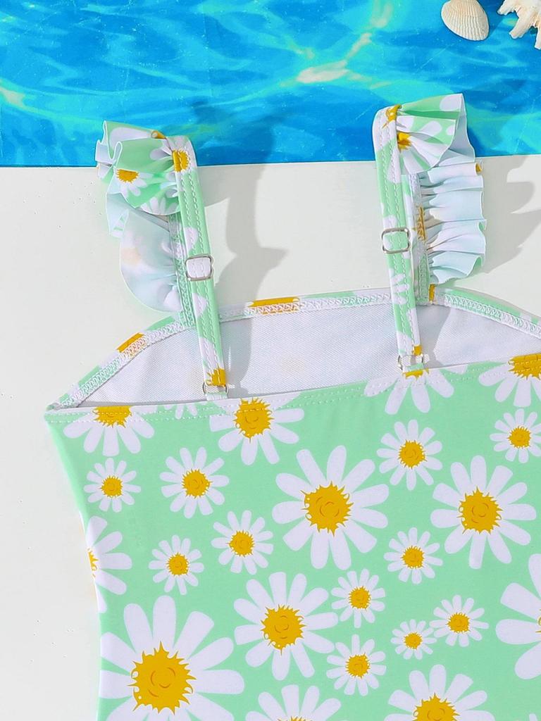 2026 European Girls' Printed One-Piece Swimsuit for Toddlers