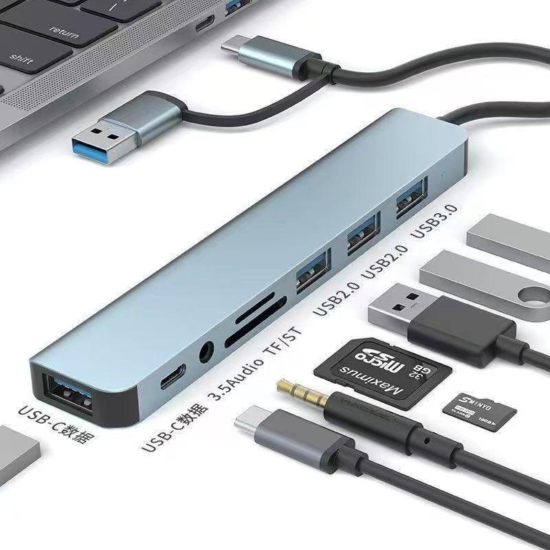 8-in-1 Dual-Head USB-C/USB 3.0 Laptop Docking Station Hub