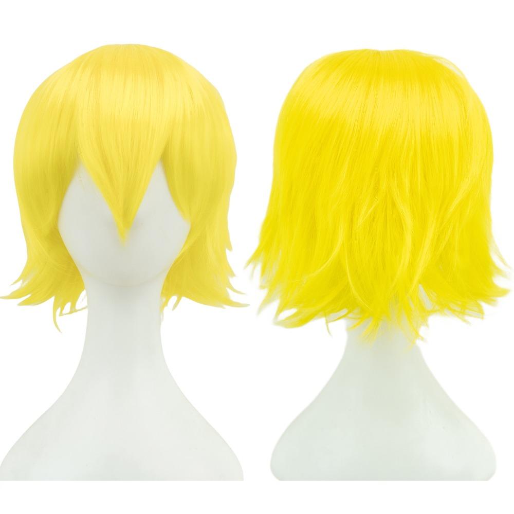 Parrucche BOB Biondo Rosa Arancio con Frangia Sintetiche Anime Stratificate Halloween