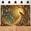 Peacock Theme Background Happy Birthday Flower Castle Waterfall Party Decor Backdrop Photography Studio Supplies Props Banner