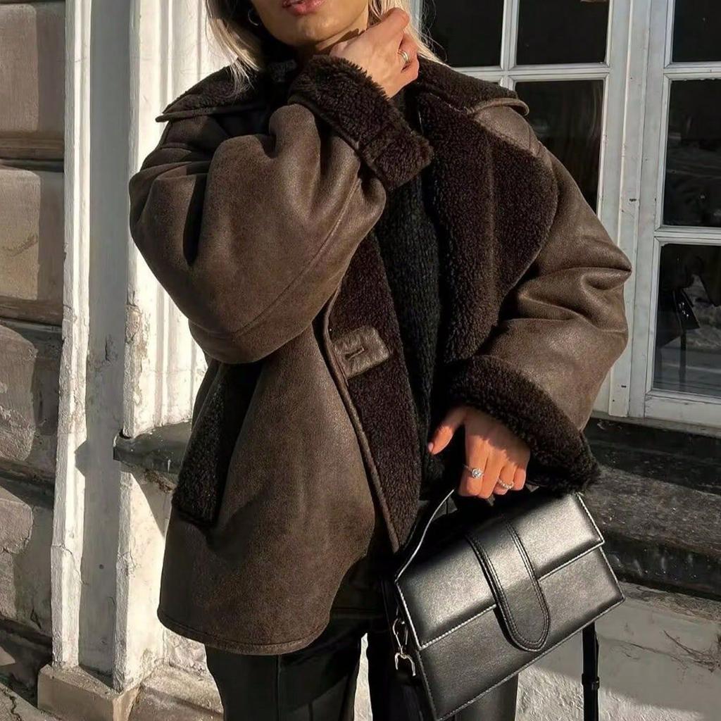Autumn and Winter Fashion Temperament Women's Clothing One-piece Double-sided Jacket Ladies Warm Coat