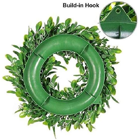 LSKYTOP 2 Pcs Boxwood Wreath with Artificial Wreath Green Leaves Door Wall Window Decoration,11Inch/PC
