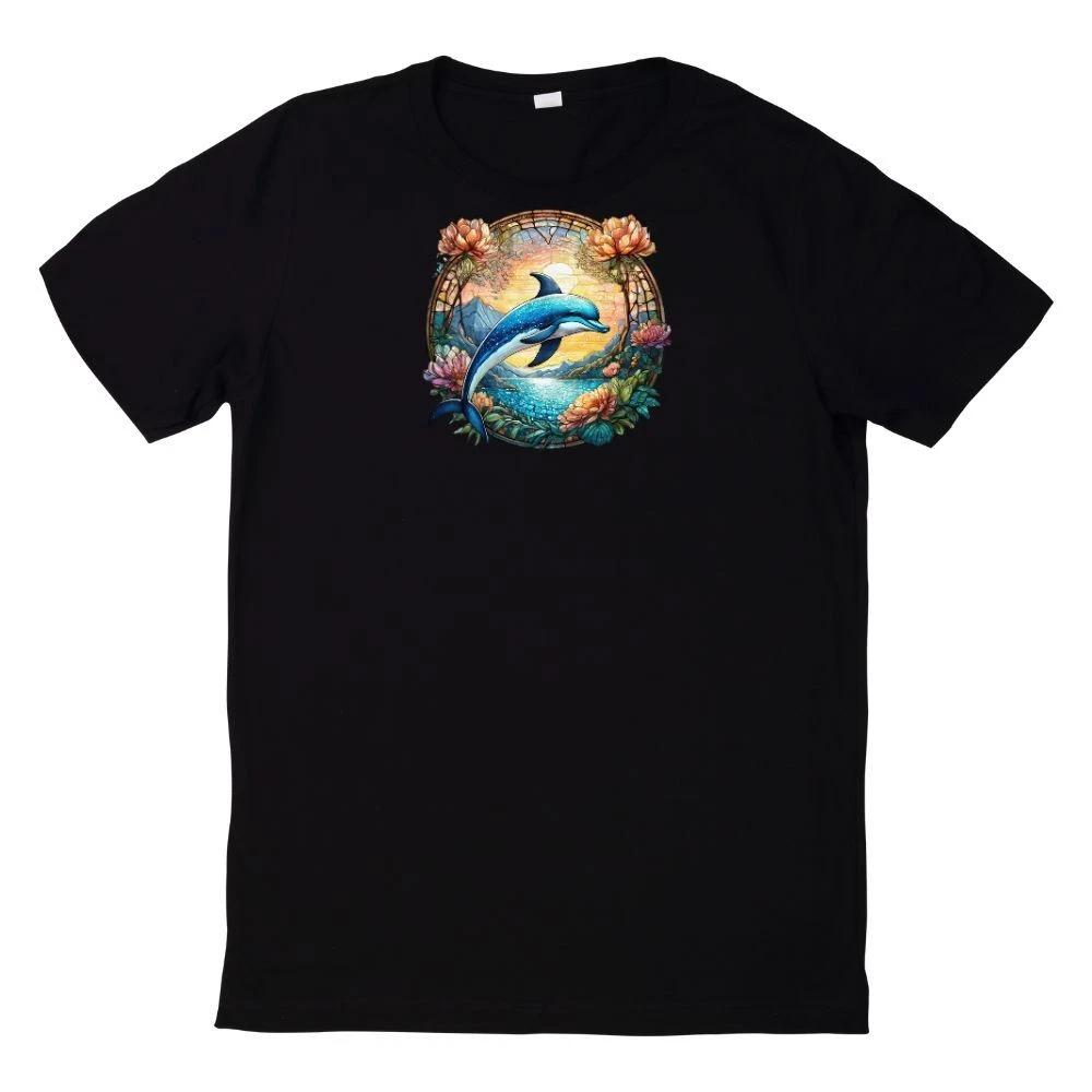 T-Shirt Delphin Rundes Buntglas Motiv XL