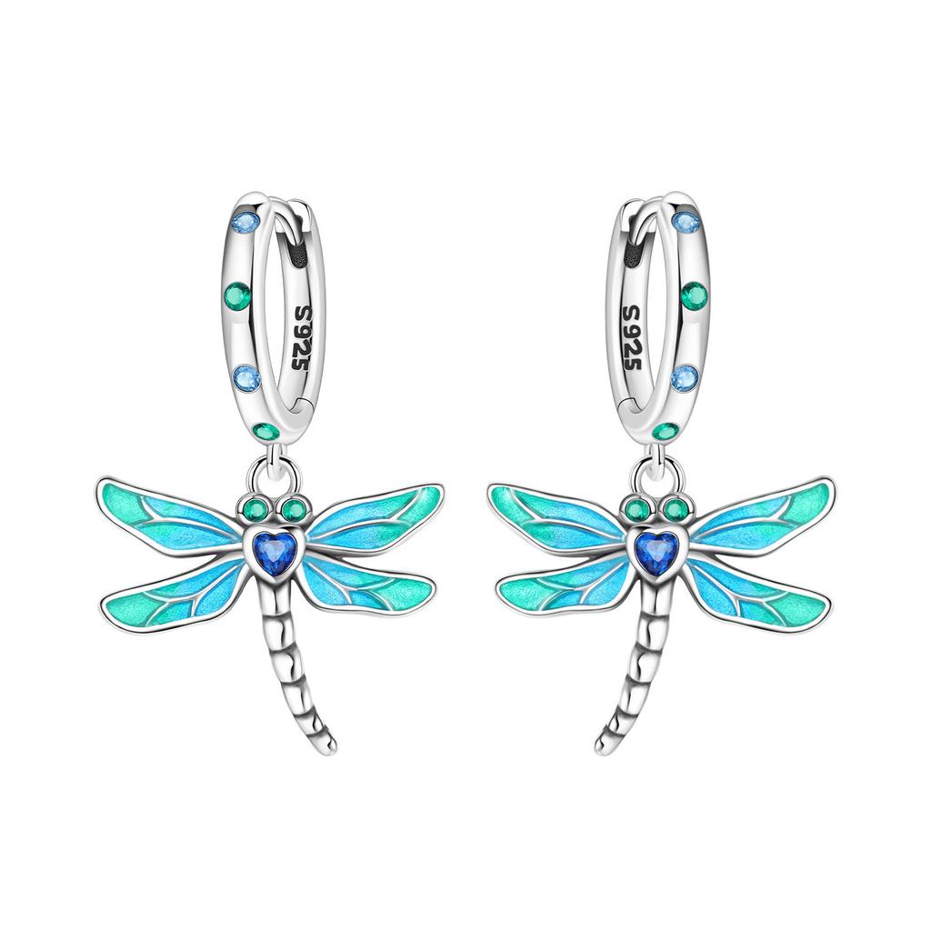 Original 925 Silver Zircon Pink Paw Print Earrings Heart Flower Leaf Design Women Party Jewelry Gift Ear Loops