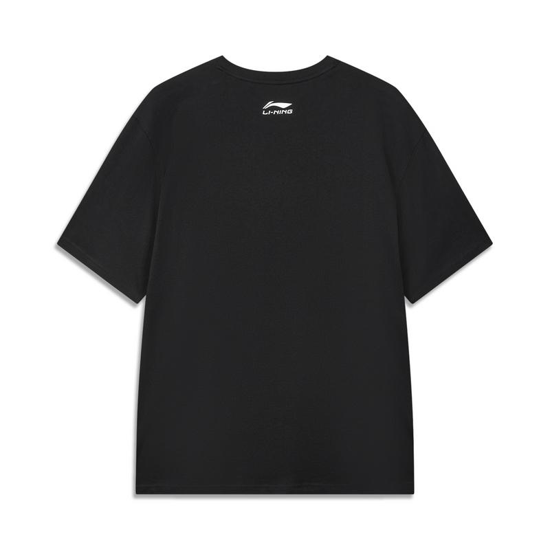 Li-Ning Versatile Loose Fit Cotton Comfortable Short Sleeve T-Shirt Men Tops Black AHSWB15-1