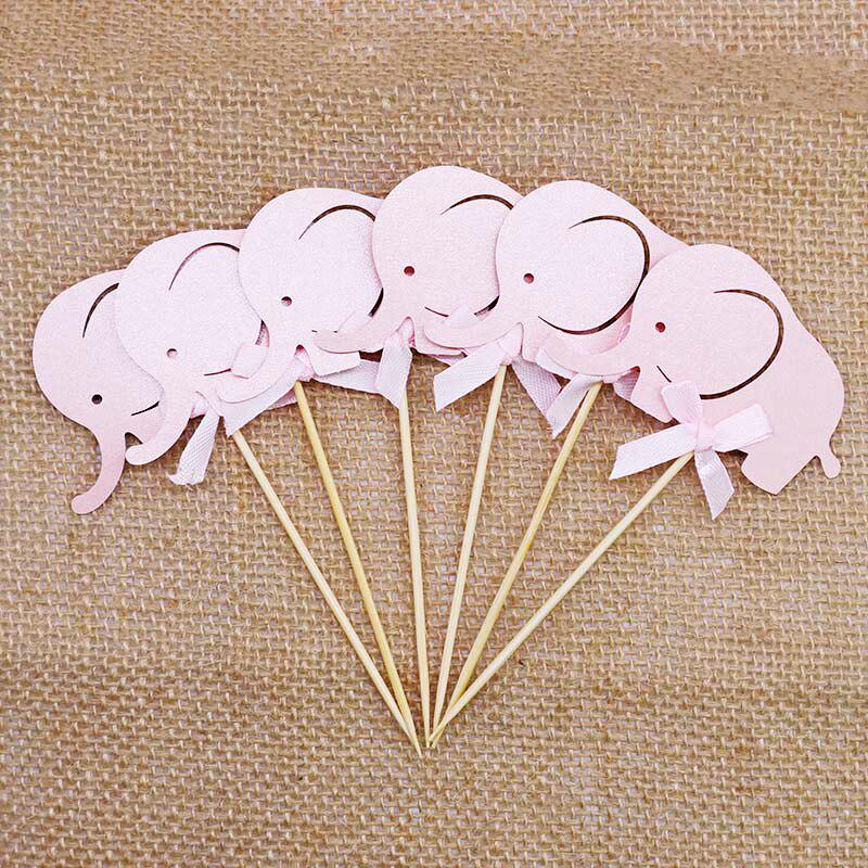 10PCS Cartoon Elephant Cupcake Picks Cake Toppers for Kids Birthday Party Decoration