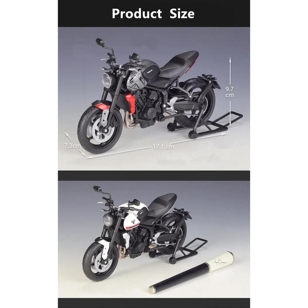 WELLY 1/12 2021 Triumph Trident 660 Alloy Racing Motorcycle Model Diecast Metal Street Motorcycle Model Simulation Kids Toy Gift