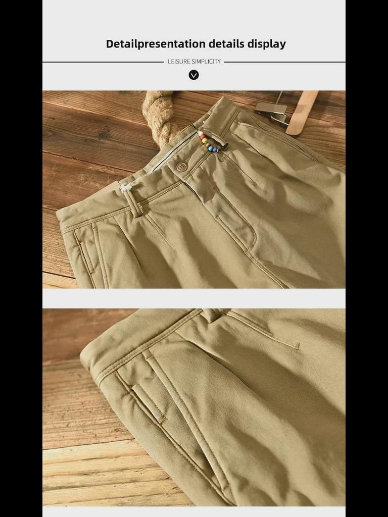 Men's Plus Velvet Thickened Japanese Style Casual Pants for Autumn/Winter