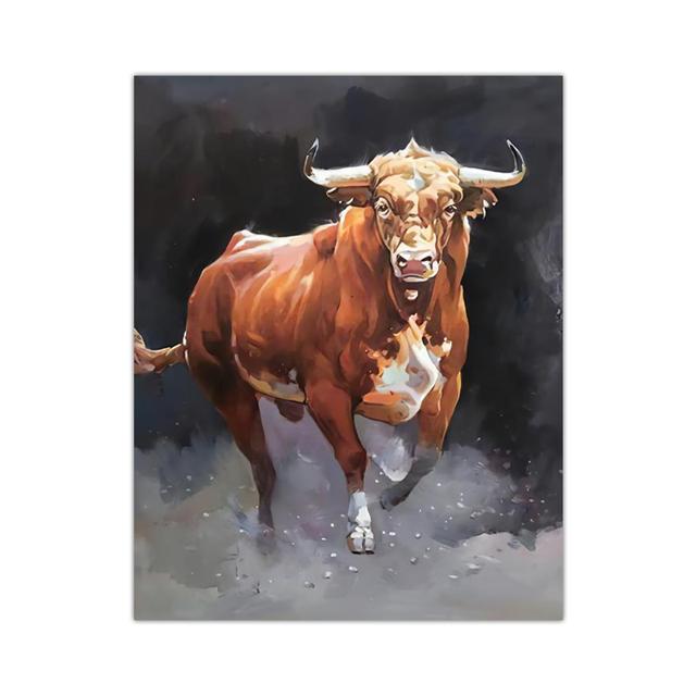 Zlove Large Bull Wall Street Canvas Wall Art Abstract Wildlife Inspirational Pictures Suitable for Home Office Wall Decoration