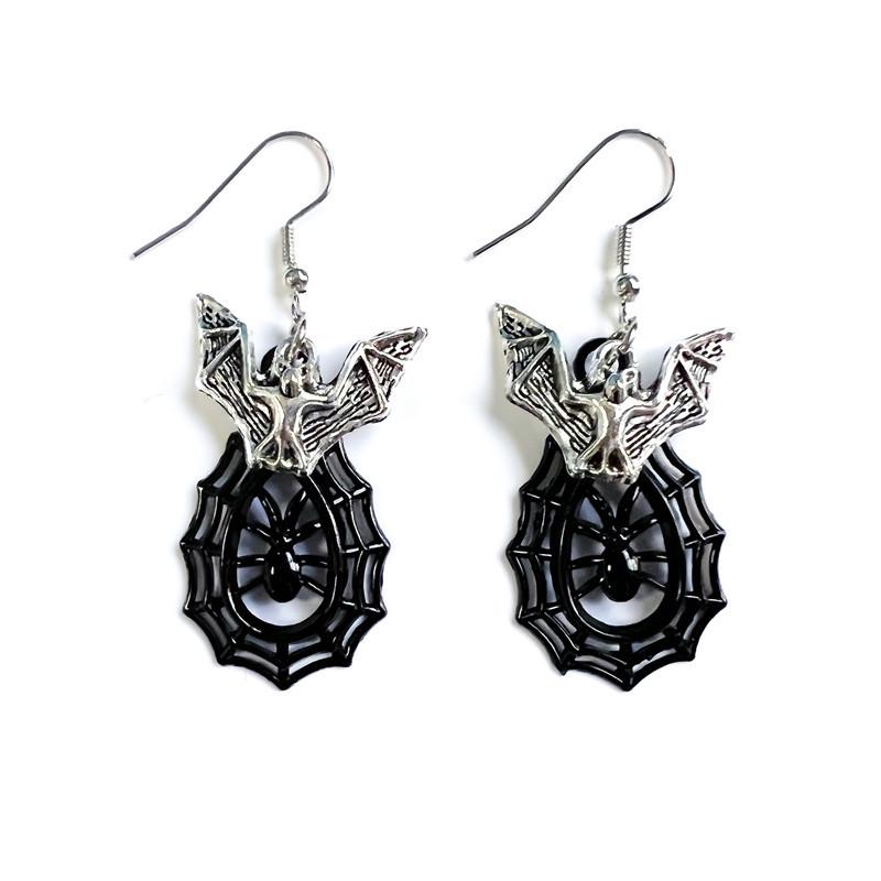 Unisex Punk Ohrringe: Gothic Schädel, Fledermaus, Schlange, Spinne, Mond, Rose und Motte