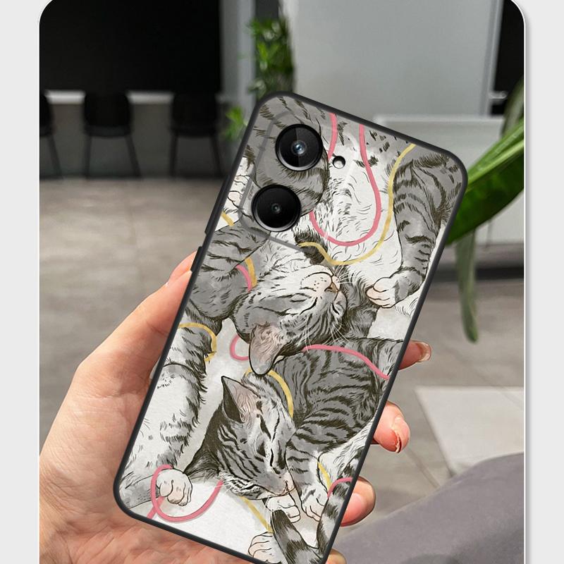 Cute Cat Kitten Case For Realme 13 12 10 11 14 Pro Plus GT6 GT7 Pro C55 C51 C25 C33 C61 C65 C67 C53 C71 C75