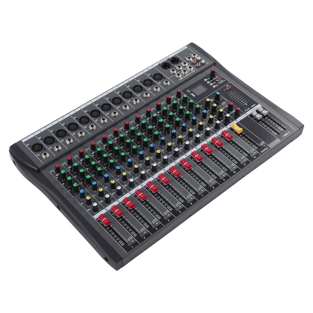 Audio Mixer Professional 12 Channel BT Function Sound Mixing Console for Home Parties Broadcast AC100‑240V