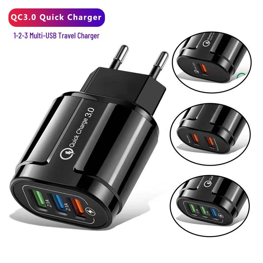 European QC3.0 Dual USB & 3USB Fast Charger Adapter, Multi-Port UK Standard Charging Head.
