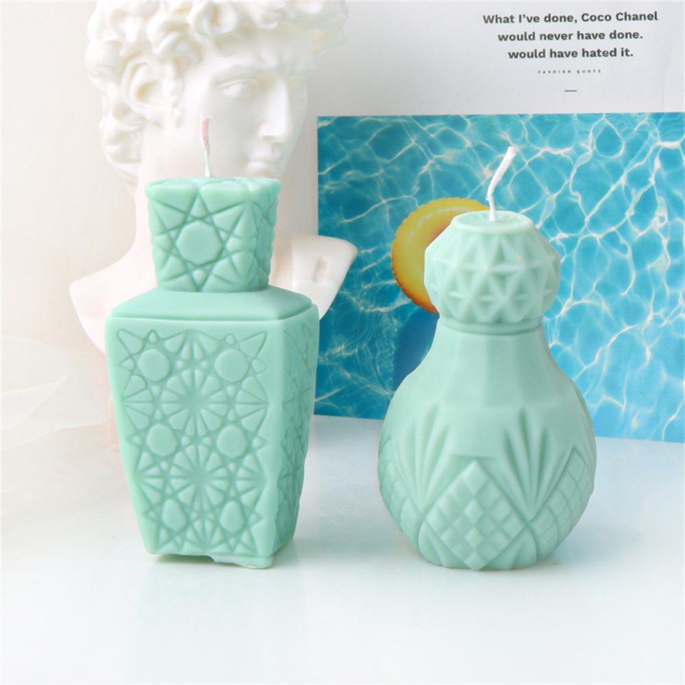 Cute Gourd Shaped Candle Silicone Mold Handmade Perfume Wine Bottle Aromatherapy Gypsum Mold Home Candle Production Kit