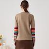 Zhaojun Women's Mock Neck Color-block Stripe Cashmere Pullover