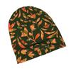 2D Flat Printing Pointed Flora In Warm Autumn Hues (Floral Pattern) Minimalist Knit Hat Designed for Adults Who Enjoy Quiet Style Complements Neutral 